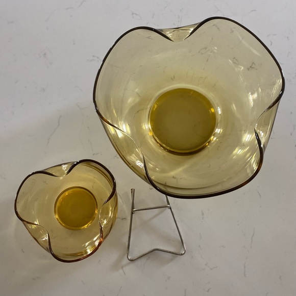 Vintage Amber Chip & Dip Bowl Set 1980’s 🌿 - Picture 7 of 8